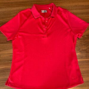 Calloway womens' classic golf/pickle ball/tennis pull on polo shirt, sz L red